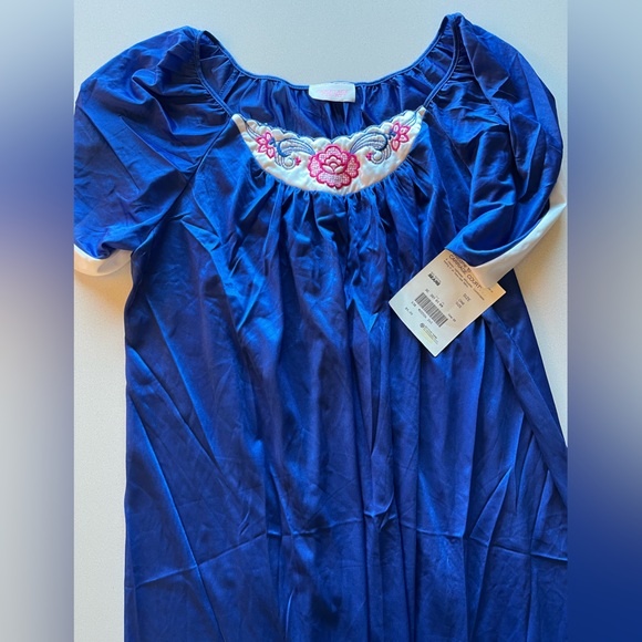Vibrant Blue Carriage Court Nightgown with Floral Embroidery - Picture 6 of 8
